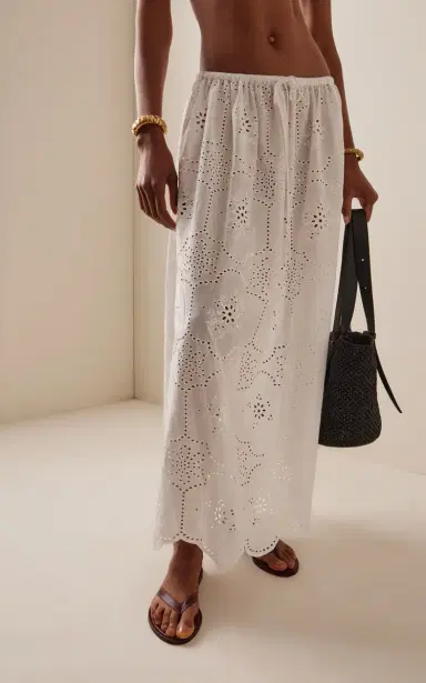 Matteau Cotton Broderie Anglaise Midi Drawstring Skirt | Thumbnail 4 Matteau Cotton Broderie Anglaise Midi Drawstring Skirt | Thumbnail 4
