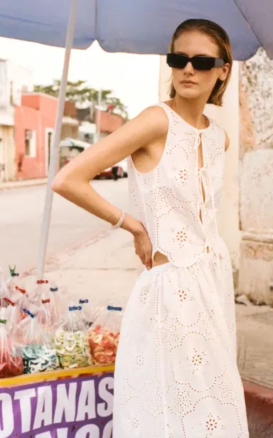 Matteau Cotton Broderie Anglaise Tie-Front Top | Thumbnail 2 Matteau Cotton Broderie Anglaise Tie-Front Top | Thumbnail 2