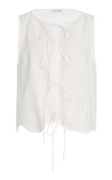 Matteau Cotton Broderie Anglaise Tie-Front Top | Thumbnail 7 Matteau Cotton Broderie Anglaise Tie-Front Top | Thumbnail 7