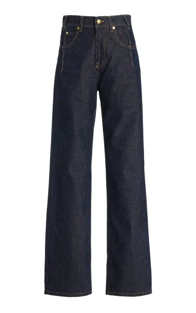 Lu Metallic-Corduroy Straight-Leg Jeans