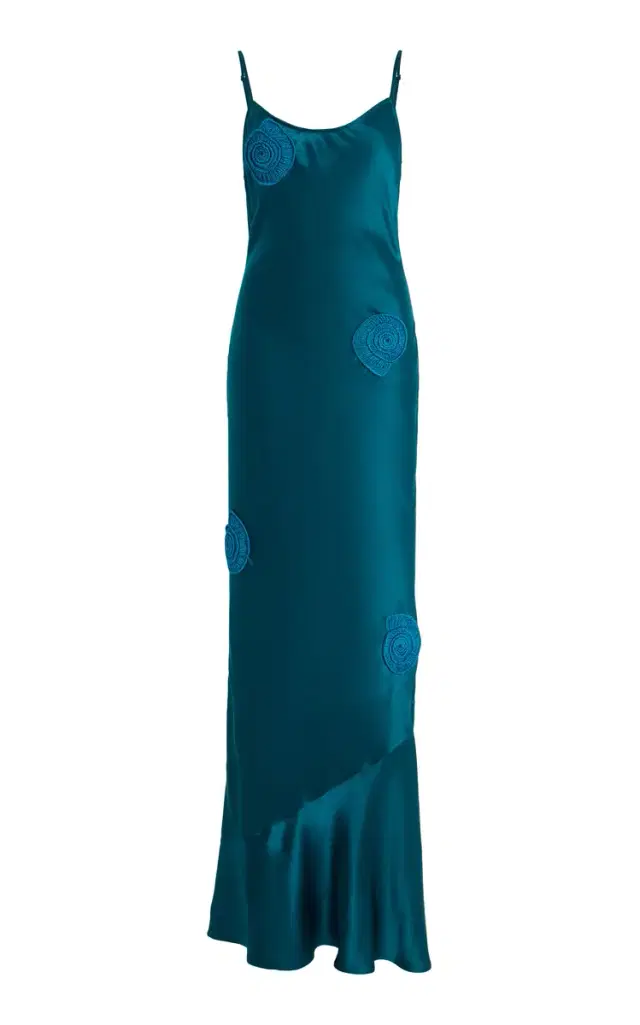 Exclusive Aurelia Hand-Crocheted Silk-Charmeuse Maxi Slip Dress