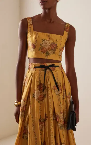 Agua by Agua Bendita Amanda Floral Taffeta Cropped Top | Thumbnail 2