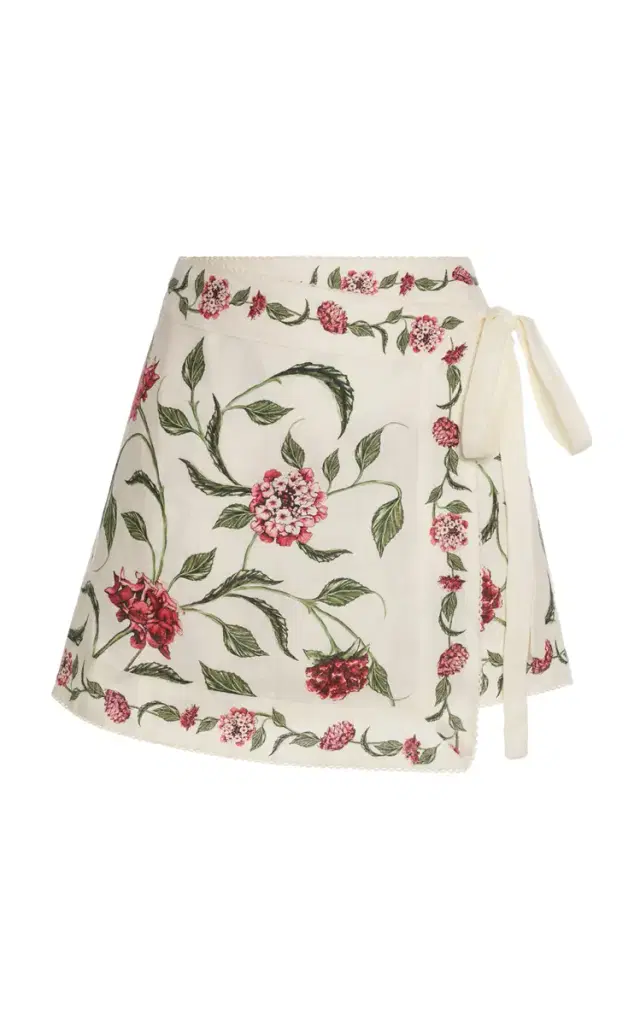Luna Quebrada Embroidered Linen Mini Skirt