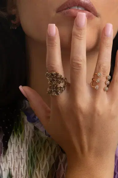 STEFERE Brown Quartz Diamond Open Ring | Thumbnail 4