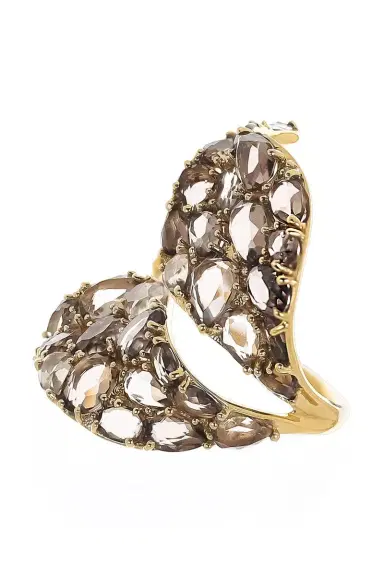 STEFERE Brown Quartz Diamond Open Ring | Thumbnail 5