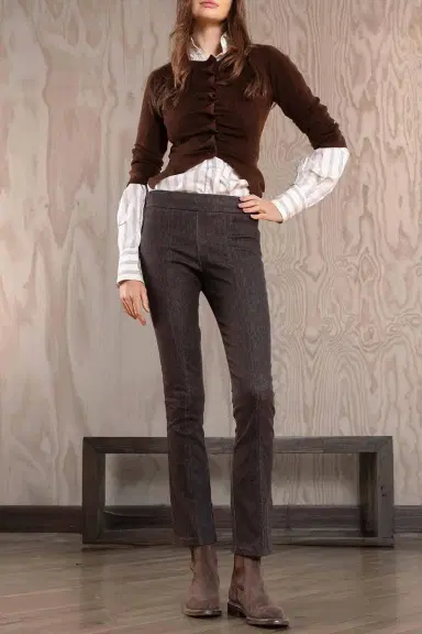 AVENUE MONTAIGNE Jet Set Stretch Pant - Brown Denim | Thumbnail 2