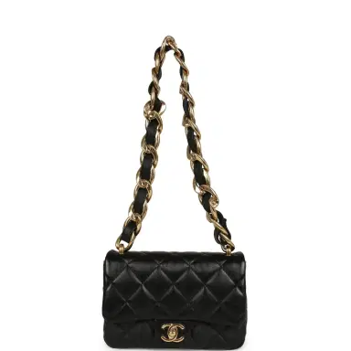 Chanel Chanel Small Funky Town Flap Bag Black Shiny Lambskin Aged Gold Hardware | Thumbnail 7