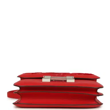 HERMÈS Hermes Constance 18 "Dancing Flowers" Rouge De Coeur Embroidered Swift Palladium Hardware | Thumbnail 6 HERMÈS Hermes Constance 18 "Dancing Flowers" Rouge De Coeur Embroidered Swift Palladium Hardware | Thumbnail 6