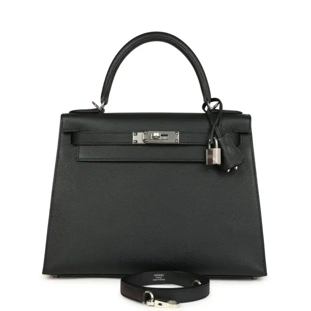 hermes Hermes Kelly Sellier 28 Black Epsom Palladium Hardware