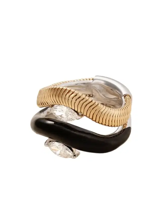 18-karat Yellow And White Gold, Diamond And Enamel Ring