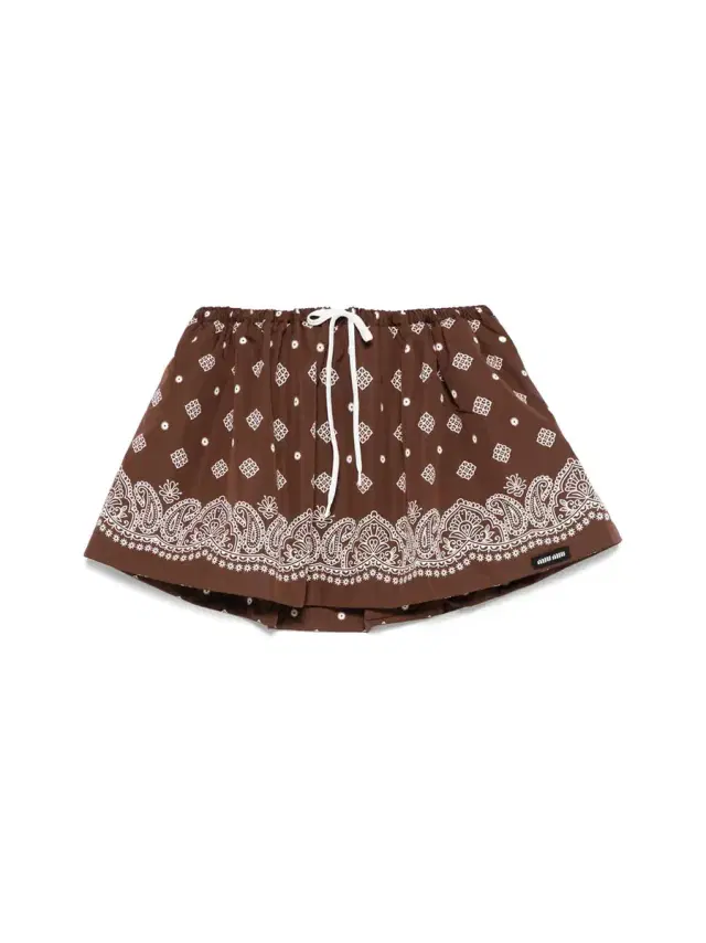 Miu Miu Bandana Drawstring Mini Skirt