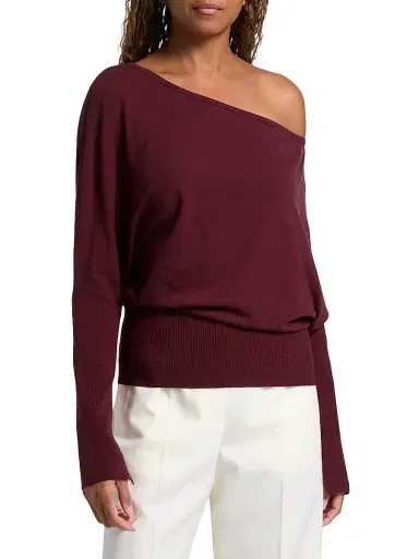 Simkhai Women's Lavina One-Shoulder Sweater - Cranberry - Size Medium | Thumbnail 3