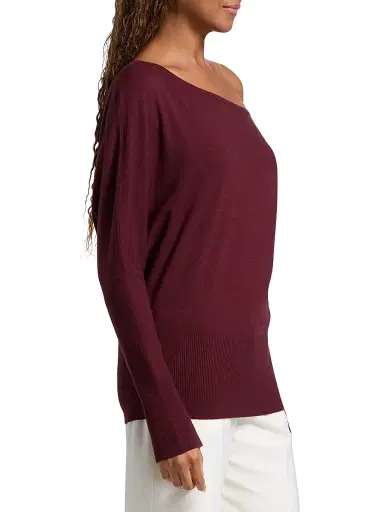 Simkhai Women's Lavina One-Shoulder Sweater - Cranberry - Size Medium | Thumbnail 4