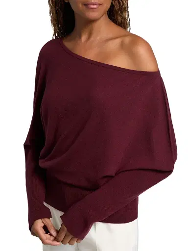 Simkhai Women's Lavina One-Shoulder Sweater - Cranberry - Size Medium | Thumbnail 6
