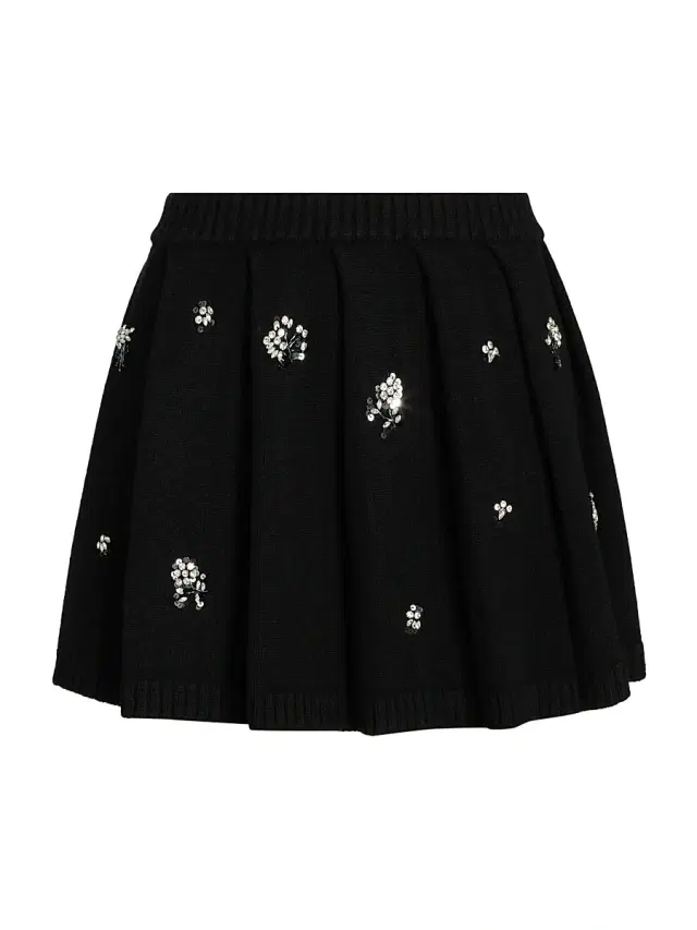 SIMKHAI Women's Cyrus Crystal-Embellished Wool-Cashmere Miniskirt - Black