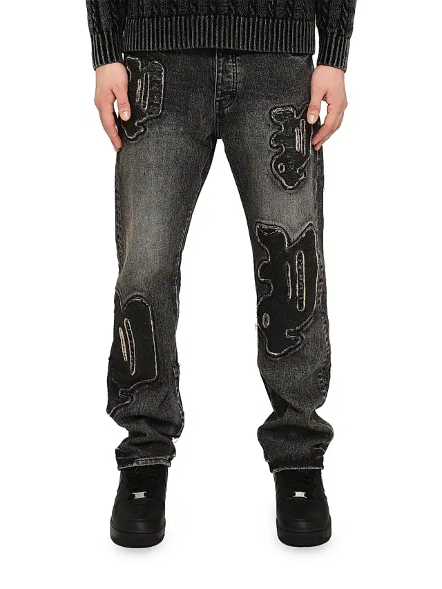 Purple Brand Men's Monceau Sequined Logo Jeans - Black