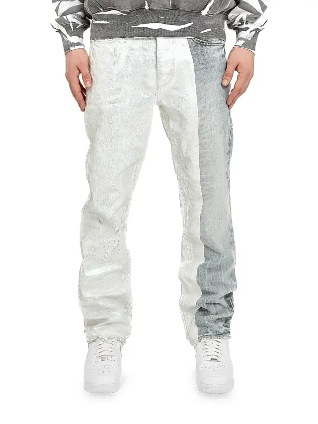 Purple Brand Men's Crackle Two-Tone Straight Jeans - Light Indigo