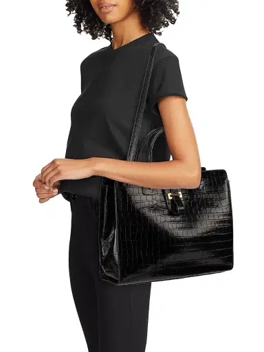 Nili Lotan Women's Lou Croc-Embossed Leather Top Handle Bag | Thumbnail 2 Nili Lotan Women's Lou Croc-Embossed Leather Top Handle Bag | Thumbnail 2
