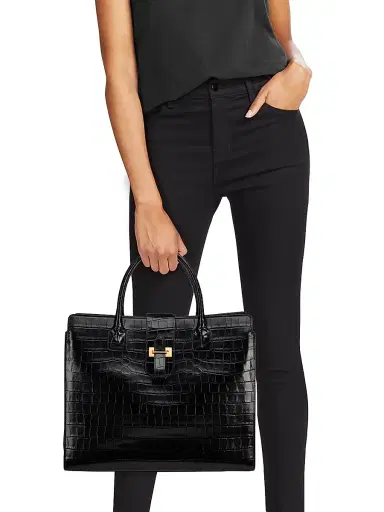 Nili Lotan Women's Lou Croc-Embossed Leather Top Handle Bag | Thumbnail 3 Nili Lotan Women's Lou Croc-Embossed Leather Top Handle Bag | Thumbnail 3