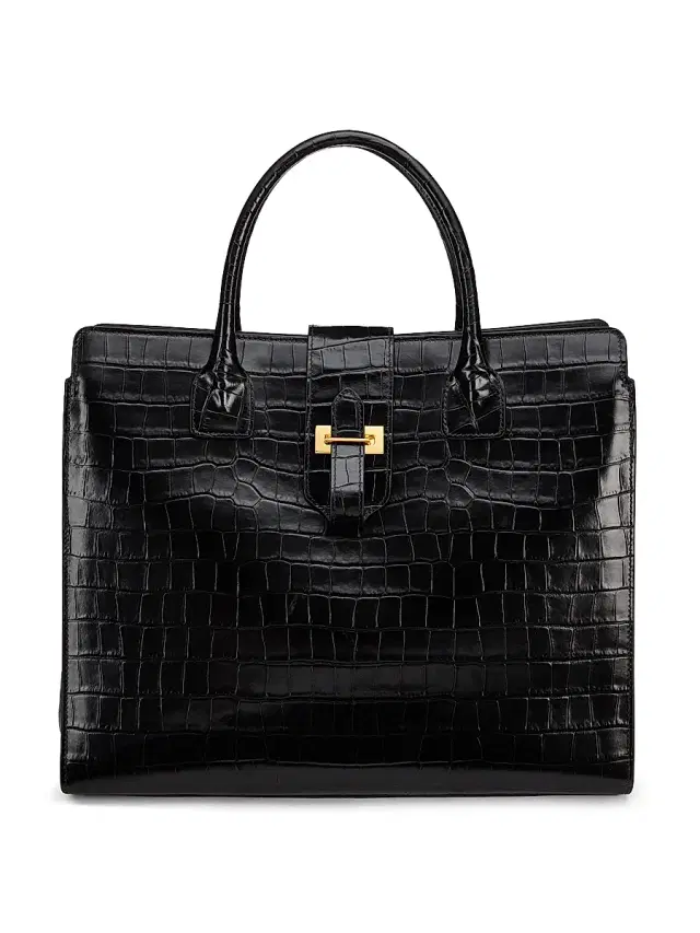 Nili Lotan Women's Lou Croc-Embossed Leather Top Handle Bag - Black