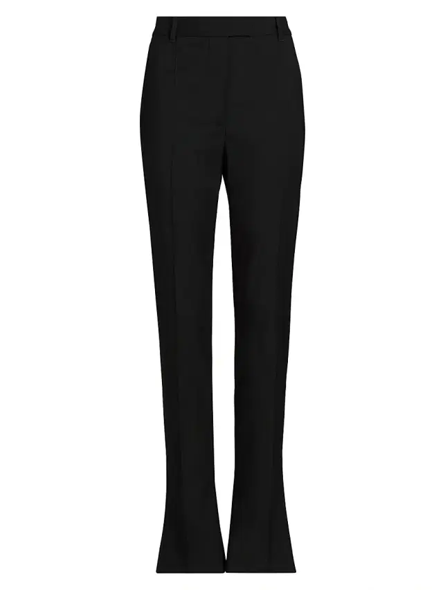 McQueen Women's Stretch Wool Straight-Leg Flare Trousers - Black