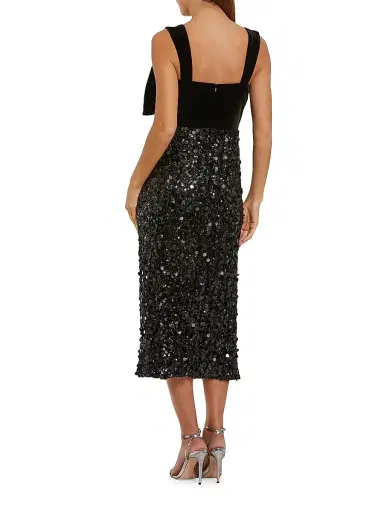 Mac Duggal Women's Velvet Bow Sequined Midi-Dress | Thumbnail 2