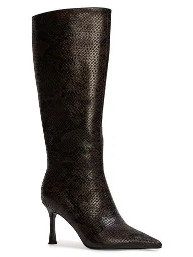 Black Suede Studio Women's Draya 80MM Snake Print Knee-High Boots - Brown Snake Leather | Thumbnail 2
