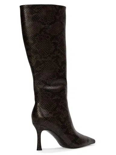 Black Suede Studio Women's Draya 80MM Snake Print Knee-High Boots - Brown Snake Leather | Thumbnail 3