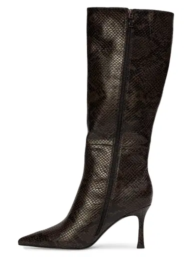 Black Suede Studio Women's Draya 80MM Snake Print Knee-High Boots - Brown Snake Leather | Thumbnail 4