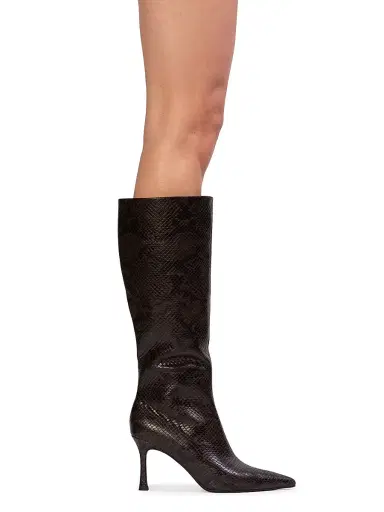 Black Suede Studio Women's Draya 80MM Snake Print Knee-High Boots - Brown Snake Leather | Thumbnail 6