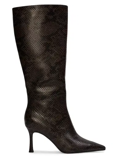 Black Suede Studio Women's Draya 80MM Snake Print Knee-High Boots - Brown Snake Leather | Thumbnail 1