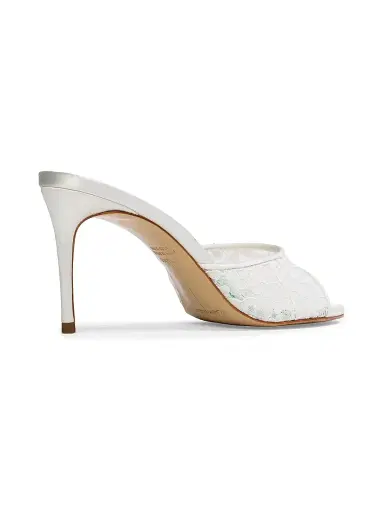 Black Suede Studio Women's Celeste 80MM Lace Mules - White Lace | Thumbnail 4 Black Suede Studio Women's Celeste 80MM Lace Mules - White Lace | Thumbnail 4
