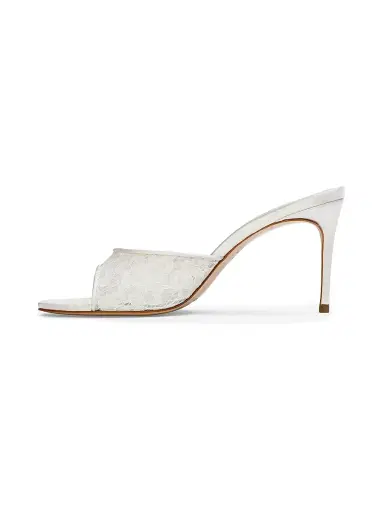 Black Suede Studio Women's Celeste 80MM Lace Mules - White Lace | Thumbnail 5 Black Suede Studio Women's Celeste 80MM Lace Mules - White Lace | Thumbnail 5
