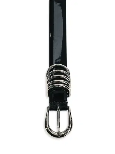Déhanche Women's Hollyhock Lacquer Leather Belt - Black And Silver | Thumbnail 3