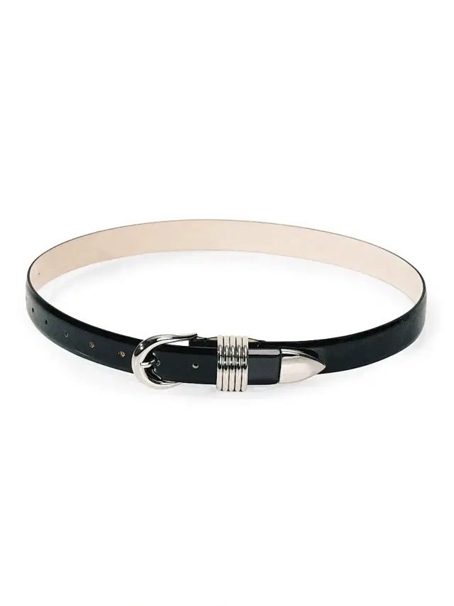 Women's Hollyhock Lacquer Leather Belt - Black And Silver Women's Hollyhock Lacquer Leather Belt - Black And Silver