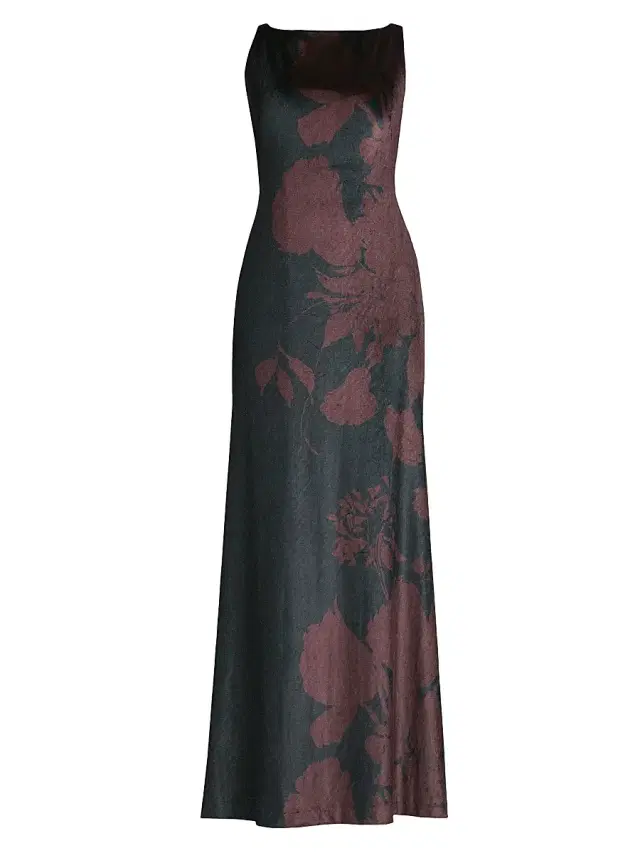 Kay Unger Women's Pippa Floral Velvet Gown - Deep Mink