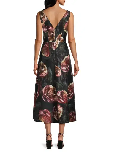 Kay Unger Women's Elsa Rose Print Tea-Length Dress - Primrose Onyx | Thumbnail 5 Kay Unger Women's Elsa Rose Print Tea-Length Dress - Primrose Onyx | Thumbnail 5