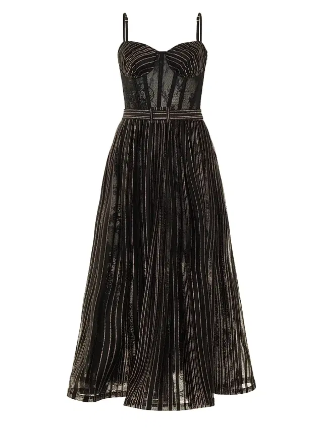 PatBO Women's Prism Metallic Thread Midi-Dress - Black
