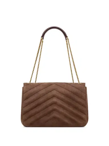 Saint Laurent Women's Loulou Large Shoulder Bag in Matelassé Suede - Brown Coffee | Thumbnail 4 Saint Laurent Women's Loulou Large Shoulder Bag in Matelassé Suede - Brown Coffee | Thumbnail 4