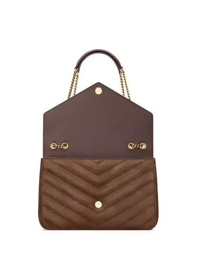 Saint Laurent Women's Loulou Large Shoulder Bag in Matelassé Suede - Brown Coffee | Thumbnail 5 Saint Laurent Women's Loulou Large Shoulder Bag in Matelassé Suede - Brown Coffee | Thumbnail 5