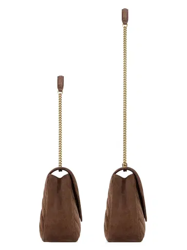 Saint Laurent Women's Loulou Large Shoulder Bag in Matelassé Suede - Brown Coffee | Thumbnail 6 Saint Laurent Women's Loulou Large Shoulder Bag in Matelassé Suede - Brown Coffee | Thumbnail 6