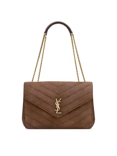 Saint Laurent Women's Loulou Large Shoulder Bag in Matelassé Suede - Brown Coffee | Thumbnail 1 Saint Laurent Women's Loulou Large Shoulder Bag in Matelassé Suede - Brown Coffee | Thumbnail 1