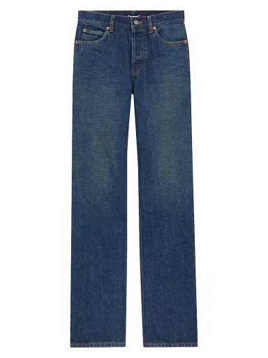 Saint Laurent Women's Nico Low-Rise Jeans in Heritage Indigo Denim - Blue - Size 28 | Thumbnail 1