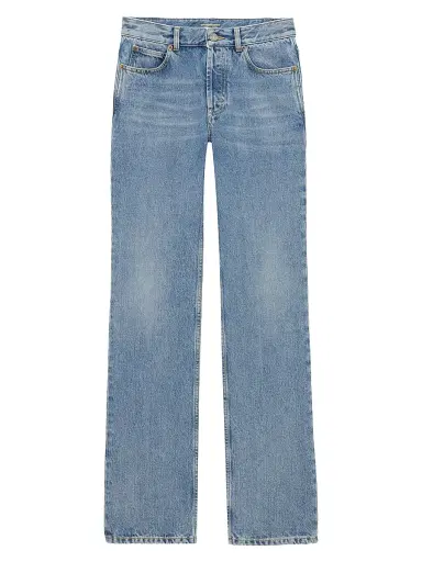 Saint Laurent Women's Nico Low-Rise Jeans in Bahamas Denim - Blue - Size 27 | Thumbnail 1