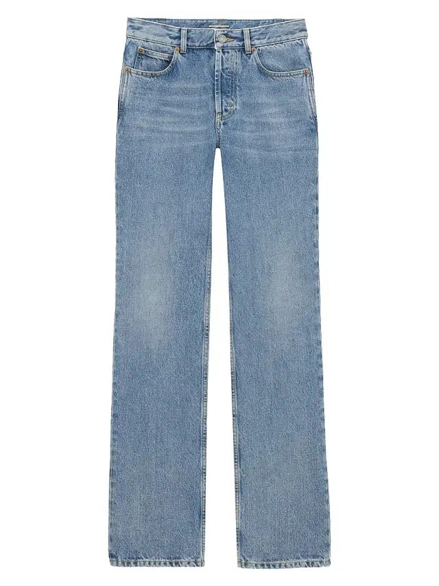 Saint Laurent Women's Nico Low-Rise Jeans in Bahamas Denim - Blue