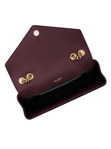 Saint Laurent Women's Loulou Small Shoulder Bag in Matelassé Suede - Smoky Burgundy | Thumbnail 6