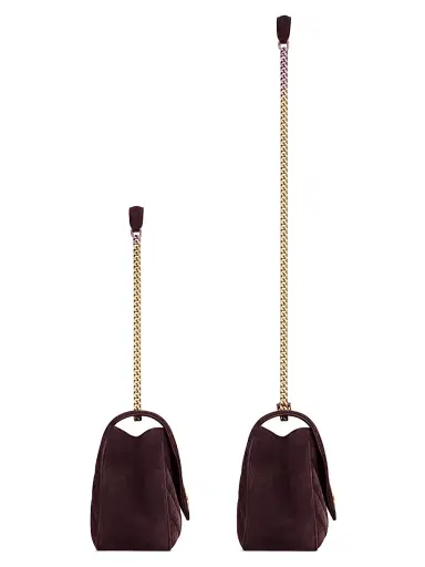 Saint Laurent Women's Loulou Medium Shoulder Bag in Matelassé Suede - Smoky Burgundy | Thumbnail 3 Saint Laurent Women's Loulou Medium Shoulder Bag in Matelassé Suede - Smoky Burgundy | Thumbnail 3