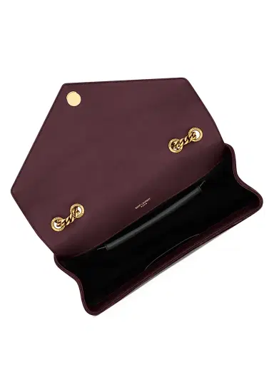 Saint Laurent Women's Loulou Medium Shoulder Bag in Matelassé Suede - Smoky Burgundy | Thumbnail 4 Saint Laurent Women's Loulou Medium Shoulder Bag in Matelassé Suede - Smoky Burgundy | Thumbnail 4
