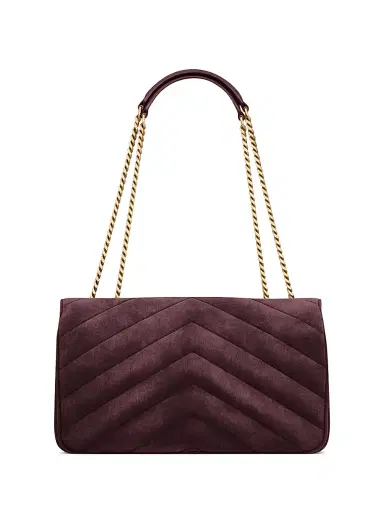 Saint Laurent Women's Loulou Medium Shoulder Bag in Matelassé Suede - Smoky Burgundy | Thumbnail 5 Saint Laurent Women's Loulou Medium Shoulder Bag in Matelassé Suede - Smoky Burgundy | Thumbnail 5