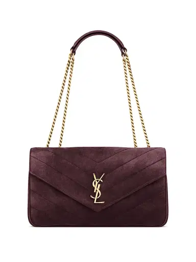 Saint Laurent Women's Loulou Medium Shoulder Bag in Matelassé Suede - Smoky Burgundy | Thumbnail 1 Saint Laurent Women's Loulou Medium Shoulder Bag in Matelassé Suede - Smoky Burgundy | Thumbnail 1